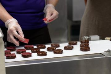 Chocolate products are prepared at a small business