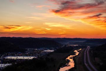 Athens Ohio and the Ohio University campus at sunrise
