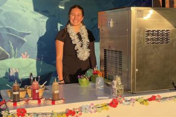 Lilly Franchino is shown with her ice cream machine