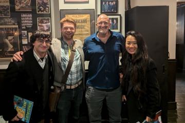 Professor Matt Wanat is shown with Chen Wang, Jonah Mathison-Regan, and Paul Peters