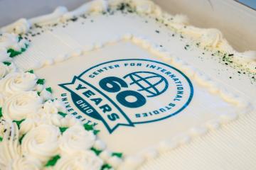 A photo of the Center for International Studies 60th Anniversary cake