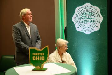 President Emeritus and Trustee Professor M. Duane Nellis and Ruthie Nellis at the retirement ceremony