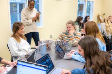 Students working on computers
