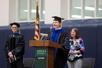 Dr. David Rohall speaks during an event at Ohio University