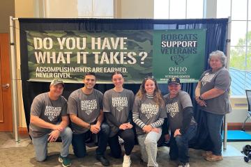 Members of the Veterans and Military Student Services Center during OHIO's annual veteran suicide awareness campaign event. 
