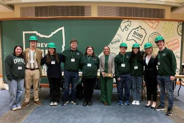 Group shot of Ohio University residence hall staff honored with the School of the Year award at the regional level by the Central Atlantic Affiliate of College and University Residence Halls (CAACURH)