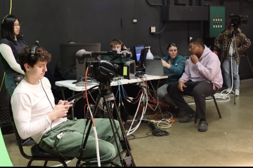 OHIO students work on video production equipment
