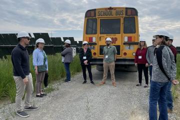 teachers tour a Ross County solar installation