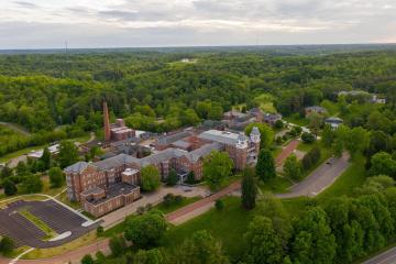 A drone view of the historic Ridges area. 