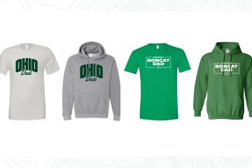 Four Ohio University shirts available to order. All four say OHIO Dad