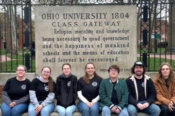 Bobcats Rally on the Hill members gather on the Athens Campus