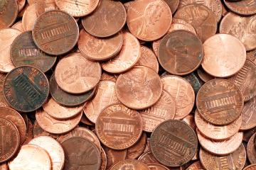 A large amount of U.S. pennies.