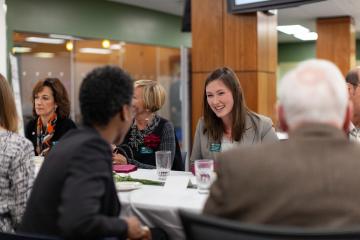 Ohio University Student Trustees participate in a meeting with other members of the Board of Trustees