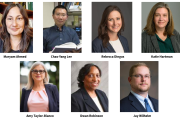 Images of Maryam Ahmed, Chao-Yang Lee, Rebecca Dingus, Katie Hartman, Amy Taylor-Bianco, Dwan Robinson and Jay Wilhelm