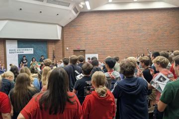 Students in auditorium participating in Constitution Day