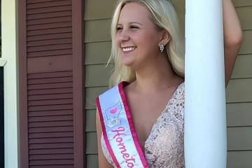 Sydney Bush is shown wearing her pageant crown and ribbon from the Hometown Hearts competition