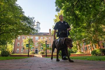 OUPD k9 walking around campus