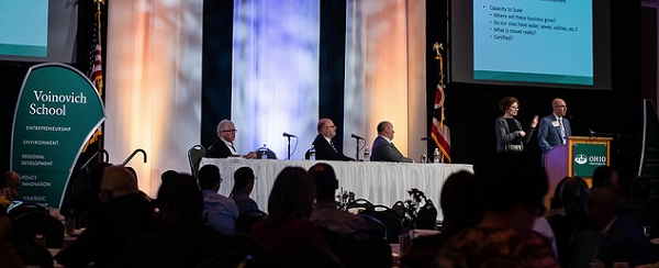 The Voinovich School's Jason Jolley delivers his closing remarks at the Seventh Annual Appalachian Ohio State of the Region conference.